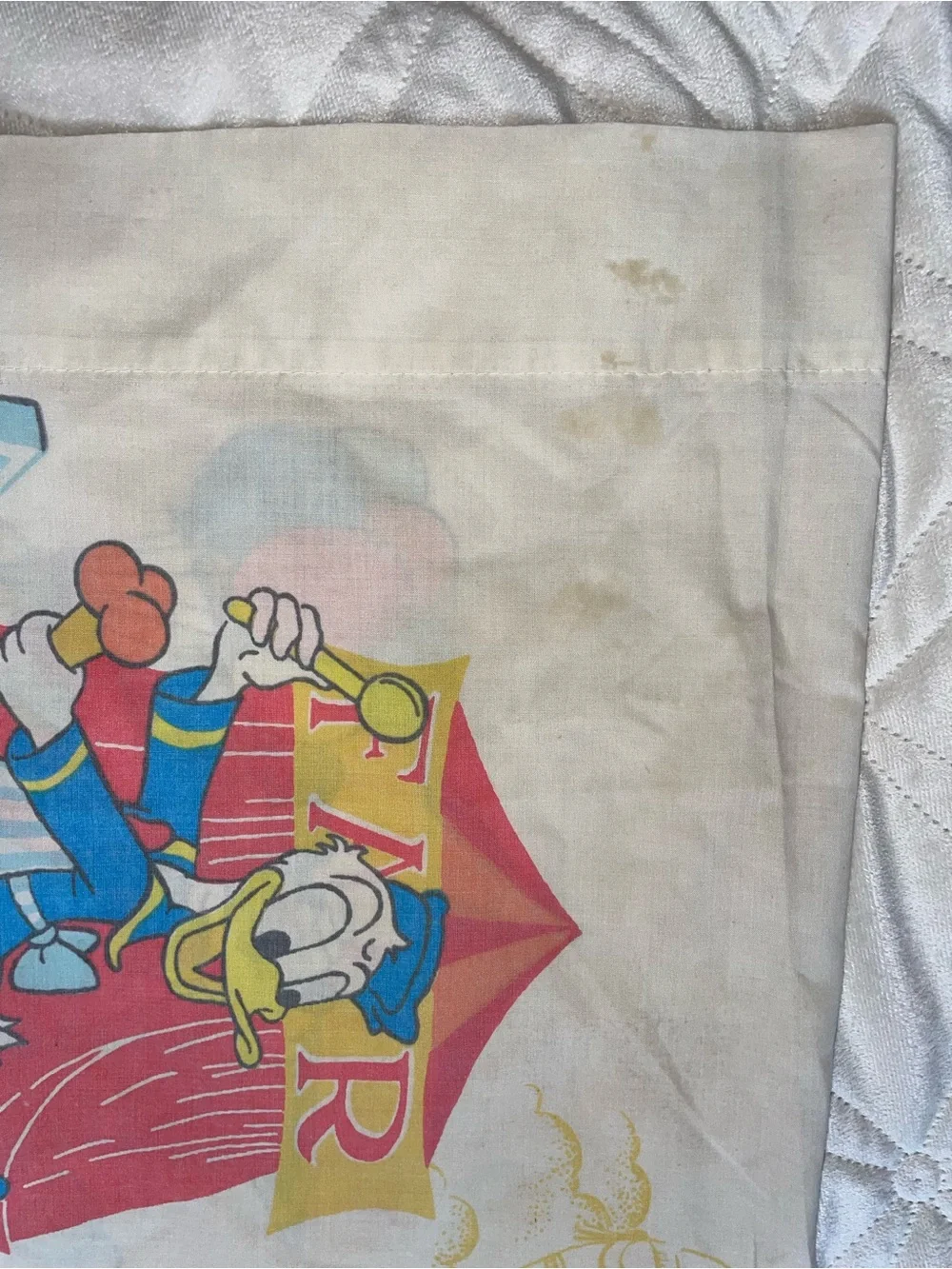 Disney Mickey & Friends Carnival Pillowcase in White, Red, Blue, Yellow